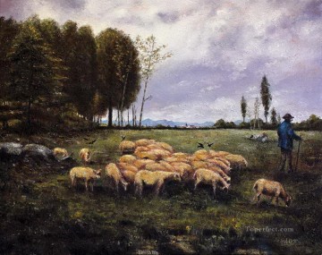 Sheep Shepherd Painting - Alexander Ignatius Roche The Shepherd 1886